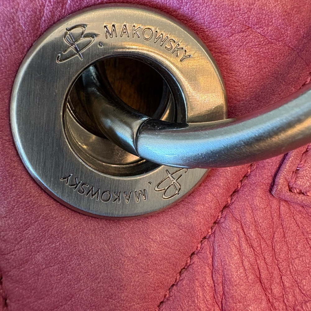 B. Makowsky Pink Leather Shoulder Bag - Picture 6 of 12